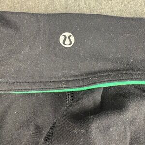 Lululemon Wunder Under Black Leggings Striped Fold Over Waistband Size 4